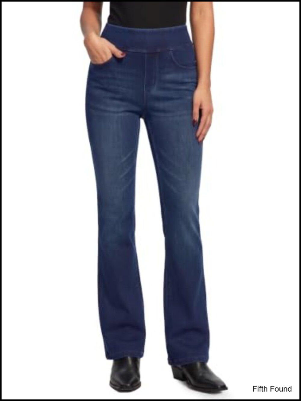 Stretchy Pull On High Waisted Bootcut Jeans Tummy Control Flare Pants
